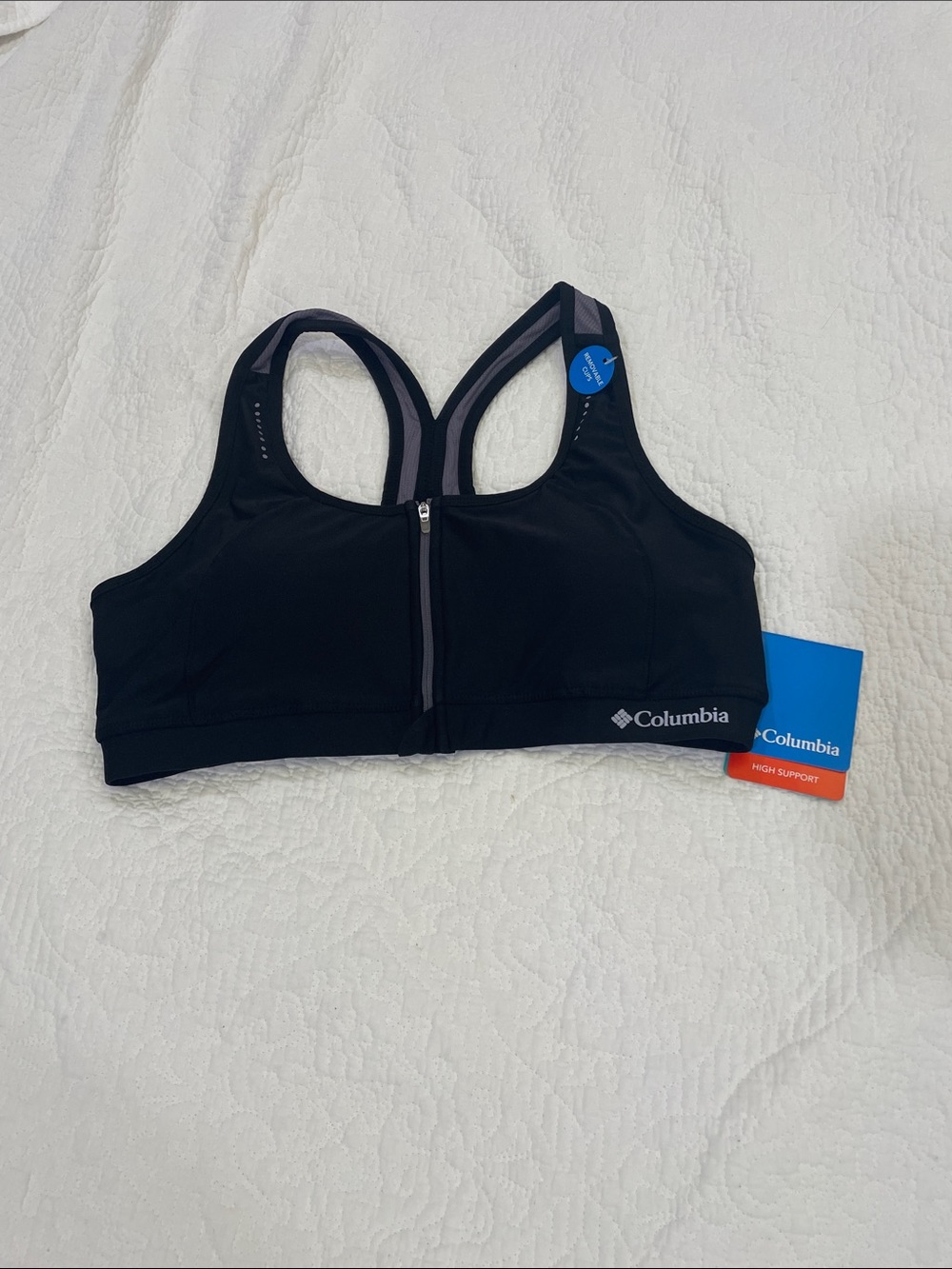 Columbia Black Front-Zip High Support Sports Bra